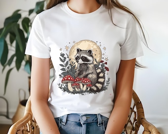 Moonlit Raccoon T-Shirt: Cottagecore Forest Animal Tee