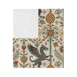 Griffin Tapestry Velveteen Fleece Blanket, Medieval Fantasy Throw image 4