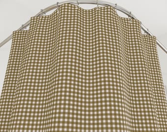 Olivbrauner Gingham Duschvorhang, Bauernhaus Badezimmer Dekor