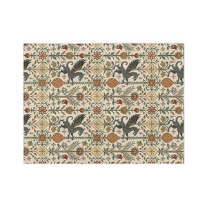 Griffin Tapestry Velveteen Fleece Blanket, Medieval Fantasy Throw image 3