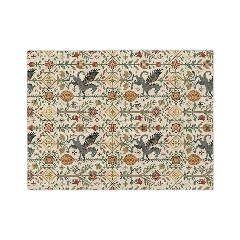 Griffin Tapestry Velveteen Fleece Blanket, Medieval Fantasy Throw image 3