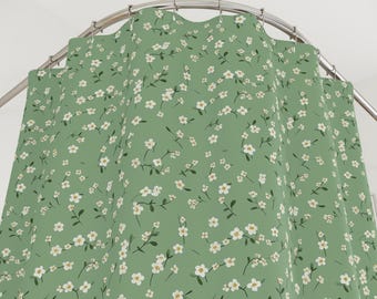 Green Wildflower Shower Curtain, Floral Sage Green Bathroom Decor