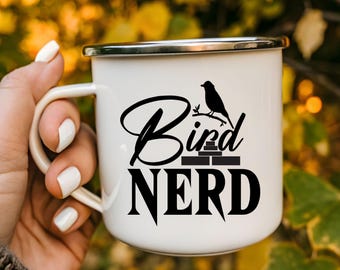 Bird Nerd Enamel Camping Mug, Birdwatching Gift