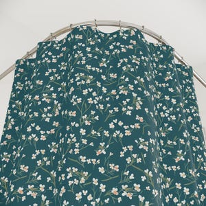 Teal Blue Wildflower Shower Curtain, Vintage Bathroom Decor, Teal Shower Curtain, Floral Bathroom Decor, Shower Curtain, Flower Curtain