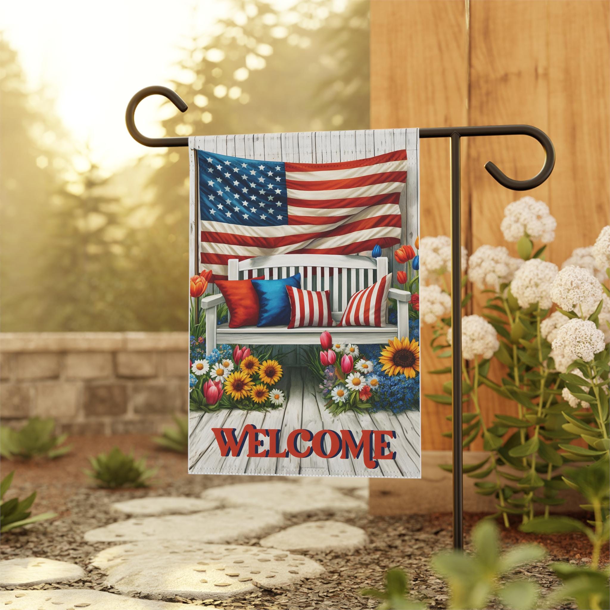 Veranda-Schild Zum 4. Juli – Patriotische USA-Flagge Holzdeko, 118x20 Cm, Für Haustür & Garten