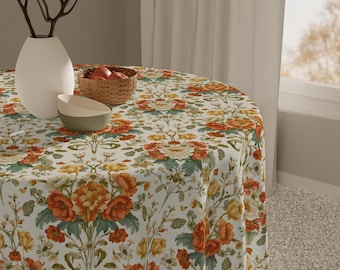 Mantel floral vintage, jardín de otoño, comedor estilo cottagecore