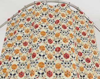 Retro Floral Shower Curtain, Mid Century Modern Bathroom Decor