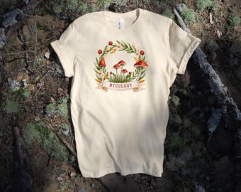Mycology-shirt, T-shirt Fungi Lover, Cottagecore Mushroom-ontwerp