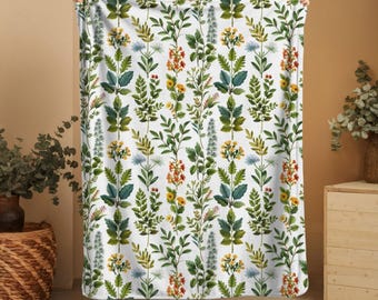 Wildflower Botanical Velveteen Fleece Throw Blanket, Nature Lover Gift