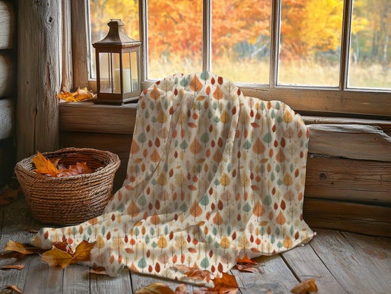 Herbst Blätter Samt Fleece Überwurf, Cottagecore Herbst Decke