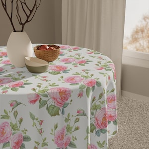 Victorian Rose Garden-tafelkleed, shabby-chique bloemenprint, vierkant polyester