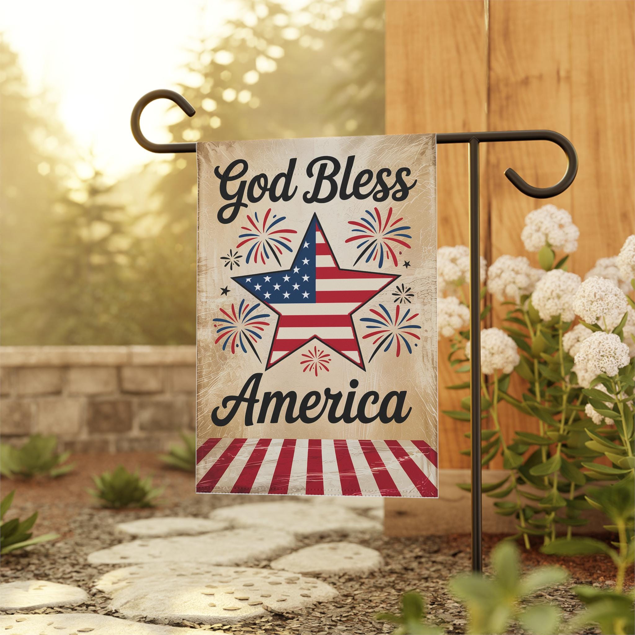 God Bless America Garden Flag, Patriotic Star, 4th of July Decor