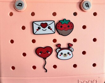 Valentine's Bogg Bag Charms - Chocolate Strawberry, Heart Balloon, Bear, Envelope