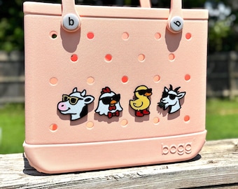 Animal Bogg Bag Charms Set | Farm Animals with Sunglasses
