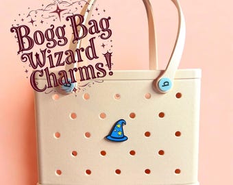 Sparkly Wizard Hat Bogg Bag Charm with Golden Stars