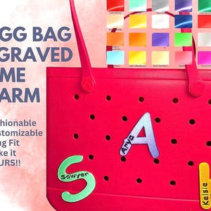 Engraved Bogg Bags Letters – Custom Name Charms, Fits Bogg Bag, GoGo Bag, Simple Modern Accessories Gift - Comic Sans - Personalized