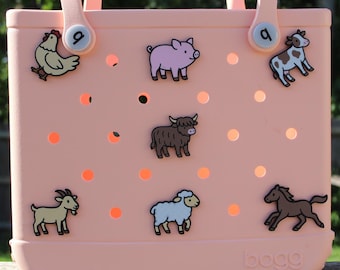 Farm Animal Bogg Bag Charms: Horse, Chicken, Lamb, Goat, Pig