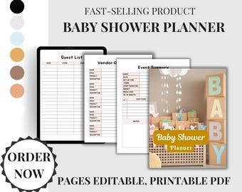 Planificador/Organizador de eventos para baby shower, lista de invitados, presupuesto (PDF imprimible)