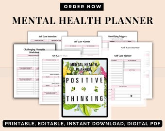 Mental Health Planner | Self-Care Journal | Mood Tracker | Anxiety & Stress Management | Wellness Planner | Printable PDF