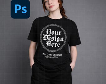 Gildan 5000 Mockup: Alternative Black T-Shirt (PNG & PSD Smart Object)