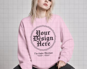 Gildan 18000 Mockup: Alternative Light Pink Sweatshirt (PNG Digital Download)