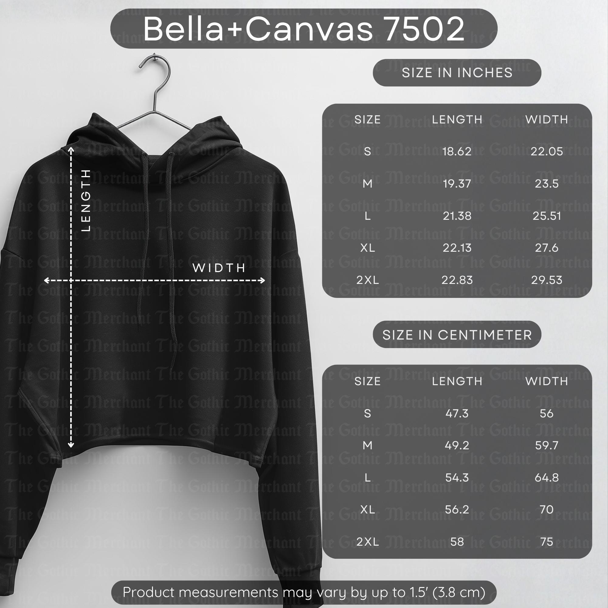 Bella+canvas 7502 Cropped Hoodie Size Chart, Care Instructions