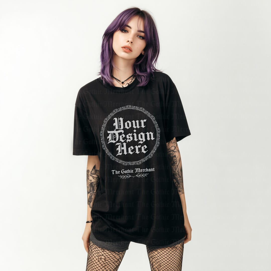 【新品未開封】MELT THE LADY gothic T-shirts Bella+canvas 3010 Oversize T-shirt Mockup: Alt Model, White Studio