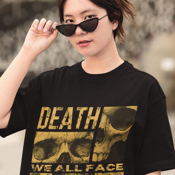 Oversized Dark Grunge Outfits Oversized Skull T-Shirt Gothic