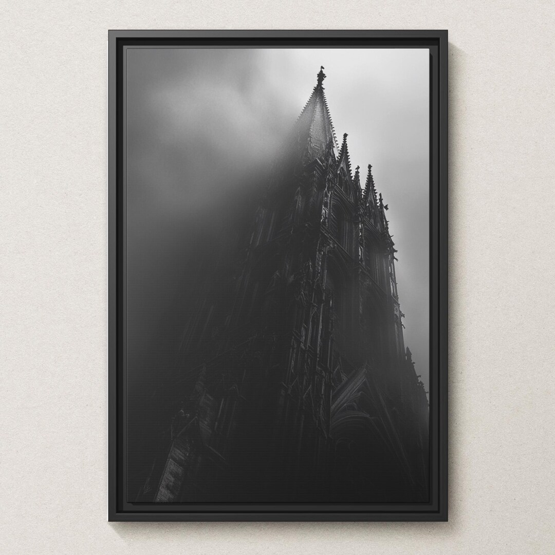 Framed Gothic Church Wall Art - Dark Aesthetic Decor, Haunted Cathedral ...