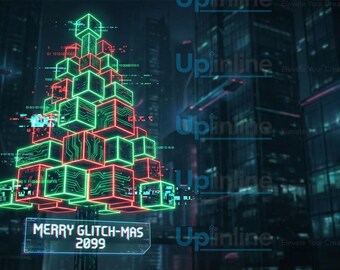 Neon Cyberpunk Christmas Tree PNG, Glitch Art Design (Digital Download)