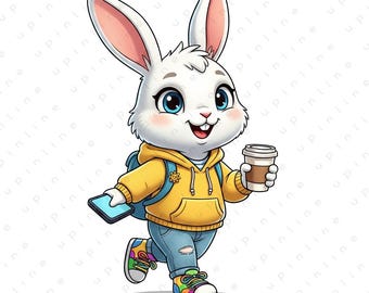 Cute Animal City PNG Bundle, Modern Cartoon Animals, Transparent PNG for T-Shirts, Posters, Stickers, Digital Decor