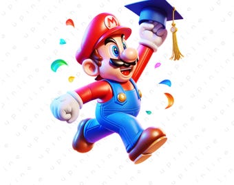 Mario PNG, Super Mario Clipart, Mario Graduation Diploma, Mario Shirt PNG, Gaming Character Cricut File, Mario Digital Download
