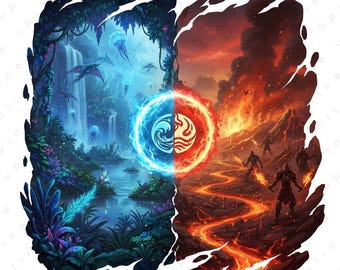 Fire and Ash Sci-Fi PNG, Alien Fantasy World Art, Elemental War Shirt Design, Cinematic Fan Art, Printable Sublimation File