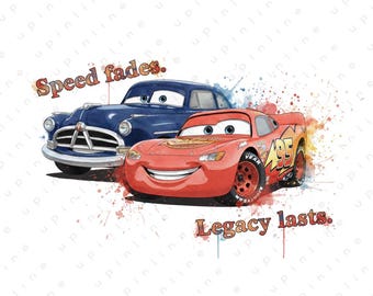 Lightning McQueen & Doc Hudson Watercolor Art Print | Boys Room Decor PNG| Cars Movie (Digital Download)