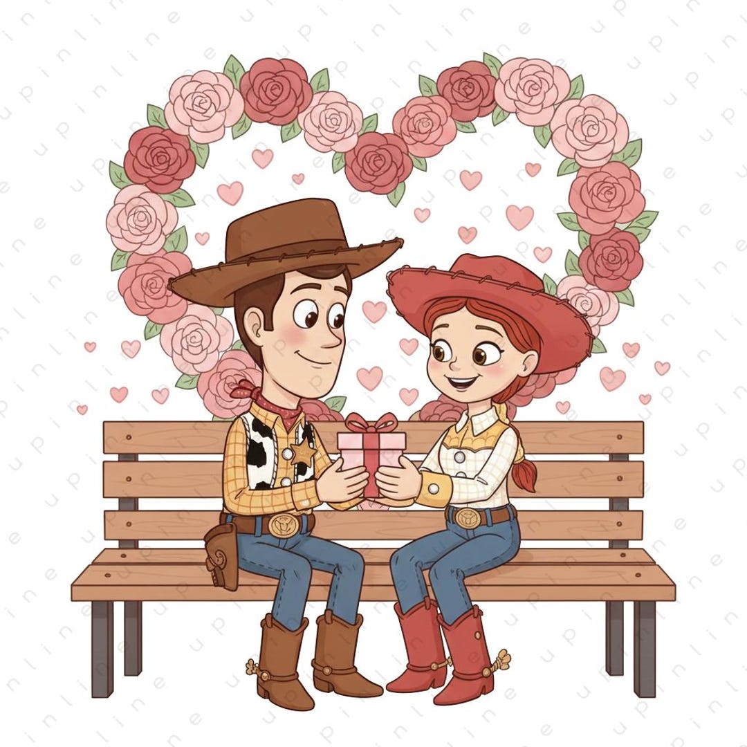 Woody and Jessie Valentine Illustration | Toy Story Inspired Romantic