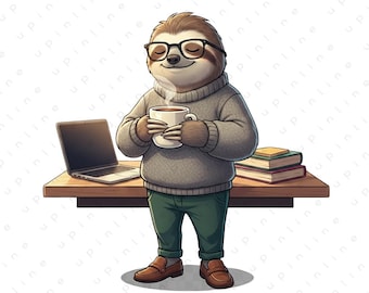 Cute Animal City PNG Bundle, Modern Cartoon Animals, Transparent PNG for T-Shirts, Posters, Stickers, Digital Decor