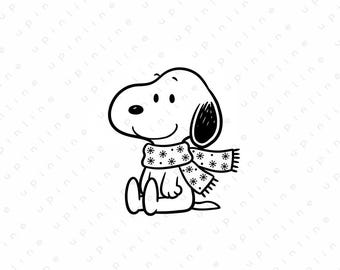 Snoopy Inspired Clipart SVG PNG ,Peanuts Dog Cartoon Art ,Cute Character Set, High Resolution Digital Download, Cricut Silhouette Cut File