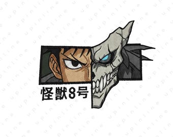 Dark Anime Split Face PNG, Skull Anime Patch Design, Manga Style Illustration, Gothic Anime Art, Aufkleber & Druck Digitaler Download