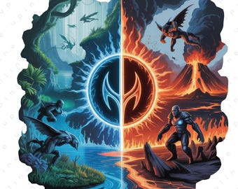 Fire and Ash Sci-Fi PNG, Alien Fantasy World Art, Elemental War Shirt Design, Cinematic Fan Art, Printable Sublimation File