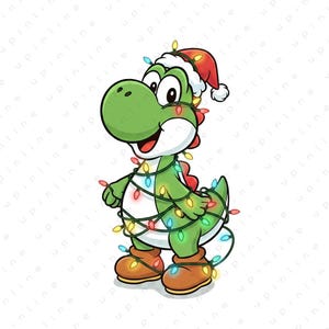 Super Mario Kart Christmas PNG SVG, Cute Mario Luigi Peach Yoshi Bowser Racing with Gifts and Trees, Holiday Gamer Shirt Design