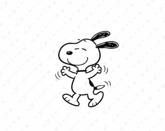 Snoopy Inspired Clipart SVG PNG ,Peanuts Dog Cartoon Art ,Cute Character Set, High Resolution Digital Download, Cricut Silhouette Cut File