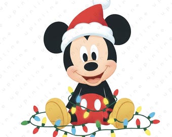 Clipart de Mickey Mouse navideño, dibujos animados navideños PNG (descarga instantánea)