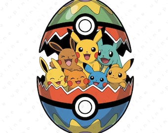 Cute Easter Egg Cartoon Characters PNG, Spring Holiday Clipart, T-Shirt Design, Sticker, Digital Download