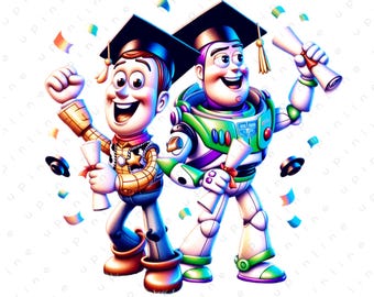 Woody Buzz Graduation Clipart PNG, Toy Story Characters, To Infinity (Digital Download)
