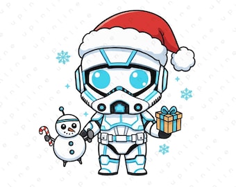 Christmas Star Wars Clipart | Stormtrooper with Snowman PNG (Digital Download)