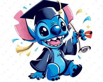 Stitch Graduation Clipart, Graduation Cap Diploma PNG, Instant Download (Digital File)