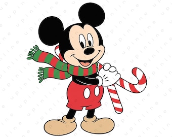 Clipart de Mickey Mouse navideño, dibujos animados navideños PNG (descarga instantánea)
