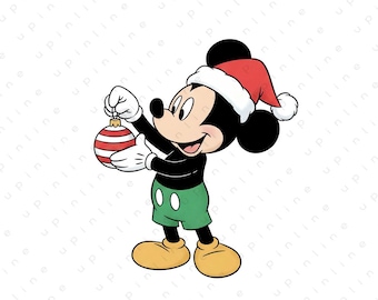 Clipart de Mickey Mouse navideño, dibujos animados navideños PNG (descarga instantánea)