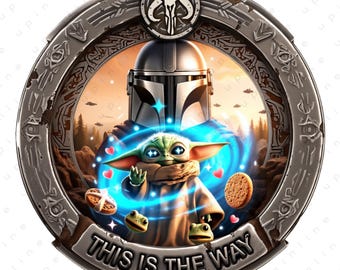Grogu Baby Yoda Inspired PNG Digital Download, Mandalorian Star Wars Design, Cute Sci-Fi Character Printable