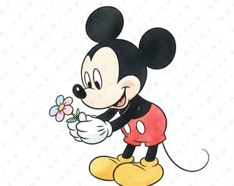 Mickey Mouse Watercolor Clipart, Cartoon Mouse